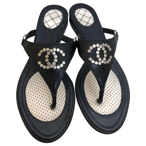 chanel leather tweed flip flops|chanel kid sandals.